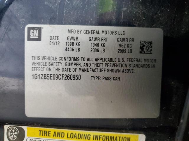 1G1ZB5E09CF260950 - 2012 CHEVROLET MALIBU LS Көк фото 12