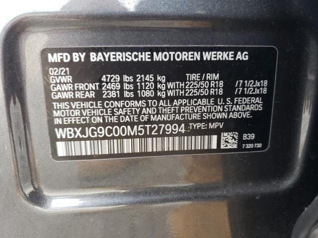 WBXJG9C00M5T27994 - 2021 BMW X1 XDRIVE28I SILVER photo 13