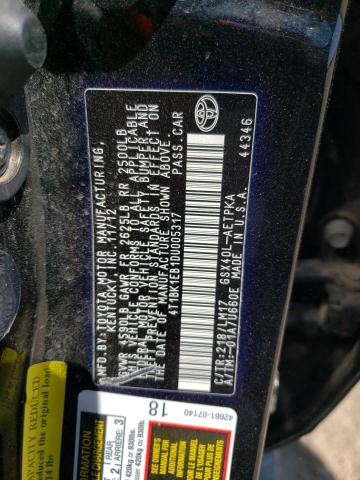 4T1BK1EB1DU005317 - 2013 TOYOTA AVALON BASE 黑色 照片 12