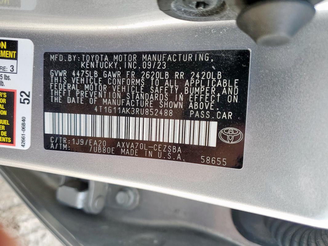 4T1G11AK3RU852488 - 2024 TOYOTA CAMRY SE NIGHT SHADE SILVER photo 13