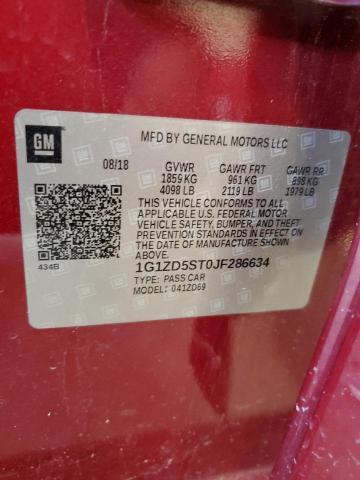 1G1ZD5ST0JF286634 - 2018 CHEVROLET MALIBU LT Қызыл фото 13