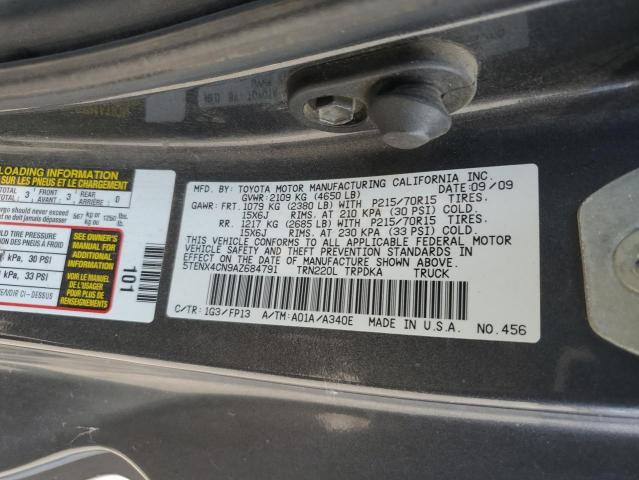 5TENX4CN9AZ684791 - 2010 TOYOTA TACOMA GRAY photo 13