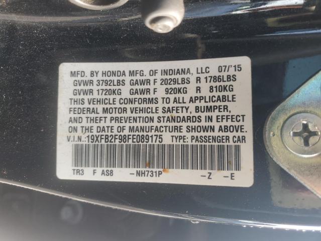 19XFB2F98FE089175 - 2015 HONDA CIVIC EXL შავი ფოტო 12