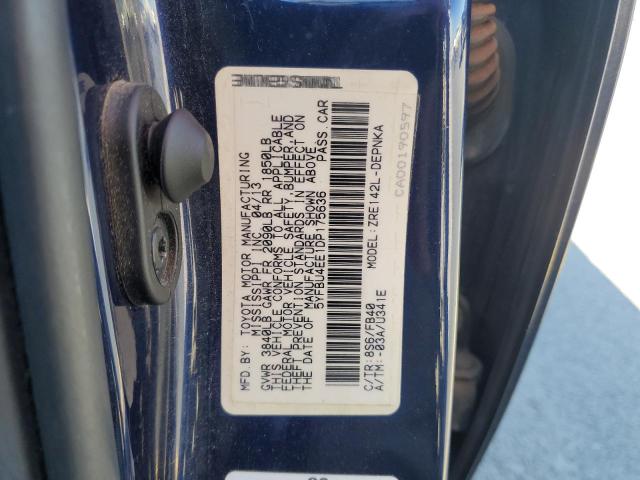 5YFBU4EE1DP175636 - 2013 TOYOTA COROLLA BASE Կապույտ լուսանկար 12