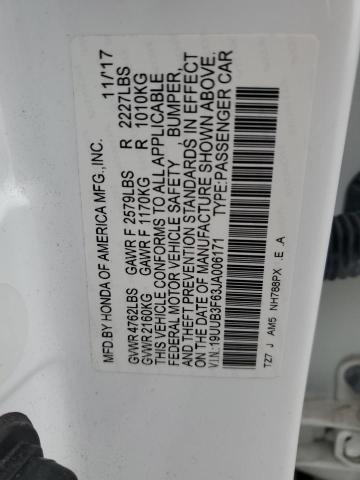 19UUB3F63JA006171 - 2018 ACURA TLX TECH+A Սպիտակ լուսանկար 13