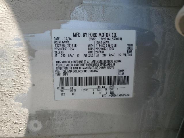 2LMPJ6LR0HBL20387 - 2017 LINCOLN MKX RESERVE Արծաթագույն լուսանկար 13