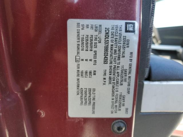 2CNDL537886034393 - 2008 CHEVROLET EQUINOX SPORT MAROON photo 10