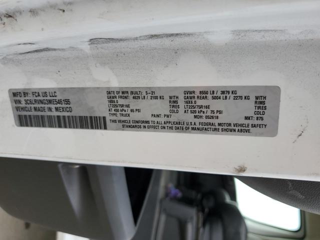 3C6LRVNG3ME546155 - 2021 RAM PROMASTER 1500 STANDARD WHITE photo 13