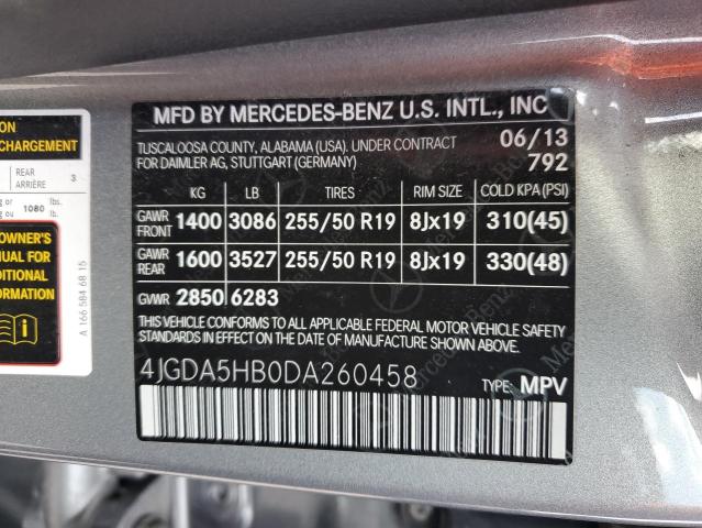 4JGDA5HB0DA260458 - 2013 MERCEDES-BENZ ML 350 4MATIC SILVER photo 13