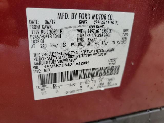 1FM5K7D84DGA82901 - 2013 FORD EXPLORER XLT Qırmızı foto 13