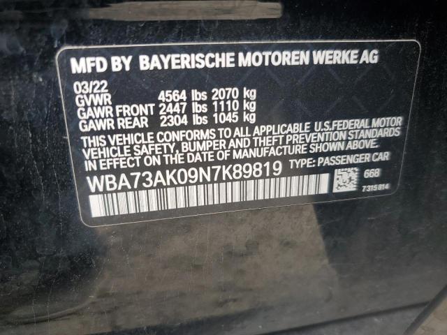 WBA73AK09N7K89819 - 2022 BMW 228XI Чорний фото 12