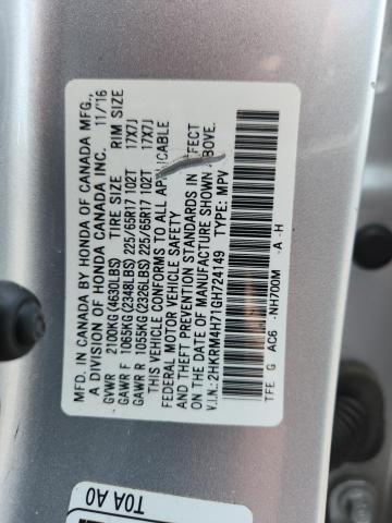 2HKRM4H71GH724149 - 2016 HONDA CR-V EXL SILVER photo 13