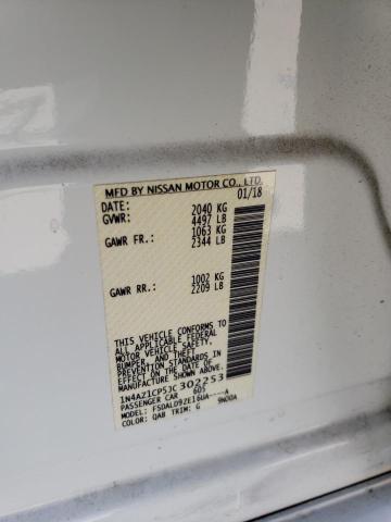 1N4AZ1CP5JC302253 - 2018 NISSAN LEAF S WHITE photo 12