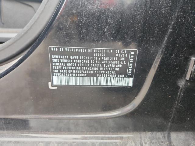 3VW2K7AJ4FM216892 - 2015 VOLKSWAGEN JETTA BASE BLACK photo 12