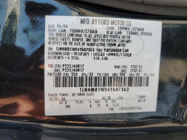 1LNHM81W04Y687363 - 2004 LINCOLN TOWN CAR EXECUTIVE BLACK photo 12