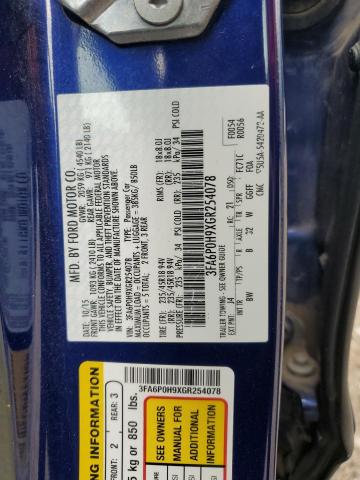 3FA6P0H9XGR254078 - 2016 FORD FUSION SE BLUE photo 13