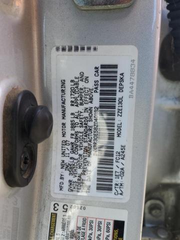 1NXBR30E58Z040182 - 2008 TOYOTA COROLLA CE SILVER photo 12