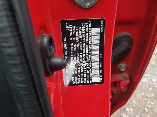 SHHFK7H81HU226812 - 2017 HONDA CIVIC EXL RED photo 12