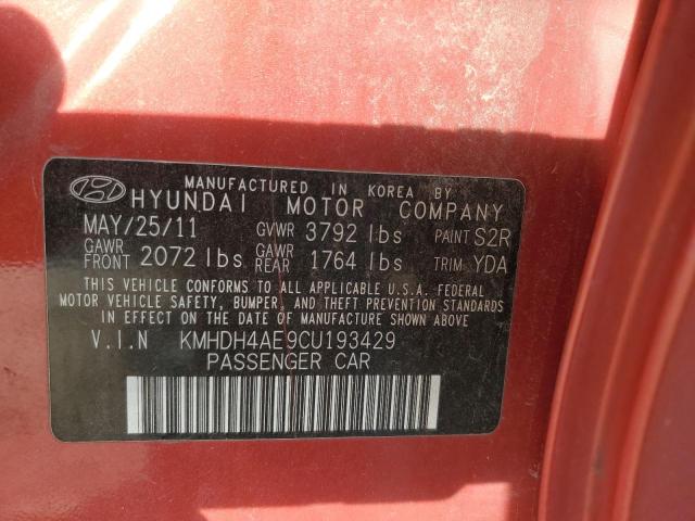 KMHDH4AE9CU193429 - 2012 HYUNDAI ELANTRA GLS RED photo 12