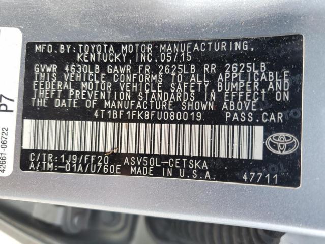 4T1BF1FK8FU080019 - 2015 TOYOTA CAMRY LE SILVER photo 13