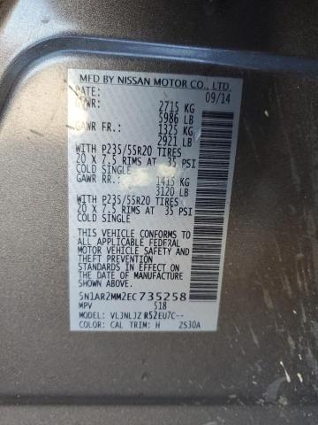 5N1AR2MM2EC735258 - 2014 NISSAN PATHFINDER S GRAY photo 13