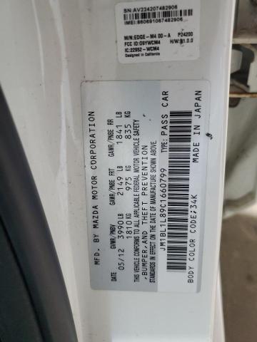 JM1BL1L89C1660799 - 2012 MAZDA 3 I WHITE photo 12