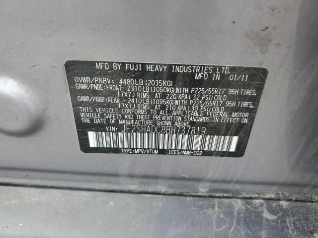 JF2SHADC8BH737819 - 2011 SUBARU FORESTER 2.5X PREMIUM 灰色 照片 13