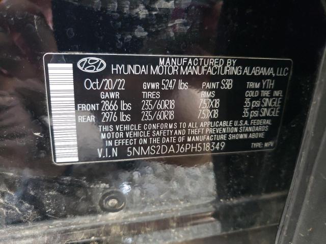 5NMS2DAJ6PH518349 - 2023 HYUNDAI SANTA FE SEL BLACK photo 14