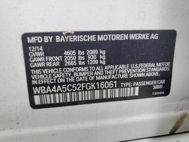WBA4A5C52FGK16061 - 2015 BMW 428 I GRAN COUPE WHITE photo 12