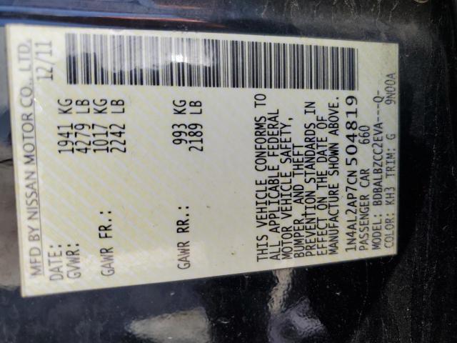 1N4AL2AP7CN504819 - 2012 NISSAN ALTIMA BASE BLACK photo 13