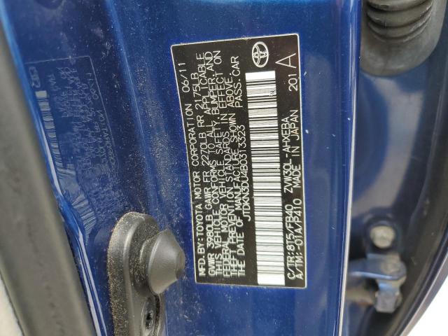 JTDKN3DU4B0313323 - 2011 TOYOTA PRIUS BLUE photo 12