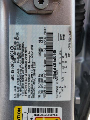 3LN6L5E93LR602140 - 2020 LINCOLN MKZ RESERVE ვერცხლისფერი ფოტო 12