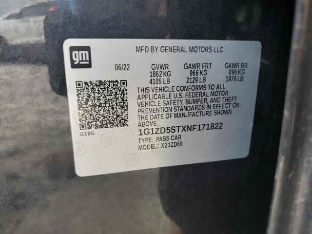 1G1ZD5STXNF171822 - 2022 CHEVROLET MALIBU LT BLACK photo 12