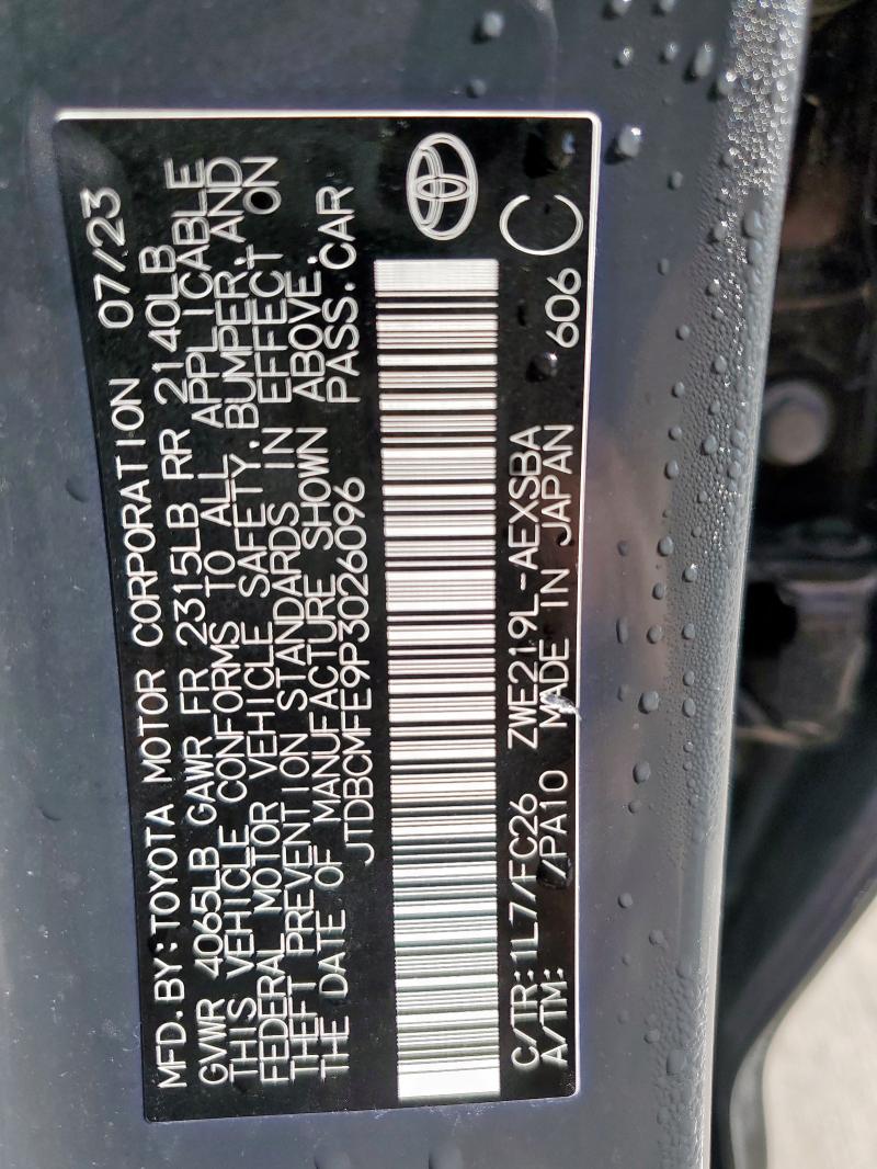 JTDBCMFE9P3026096 - 2023 TOYOTA COROLLA LE Մոխրագույն լուսանկար 12