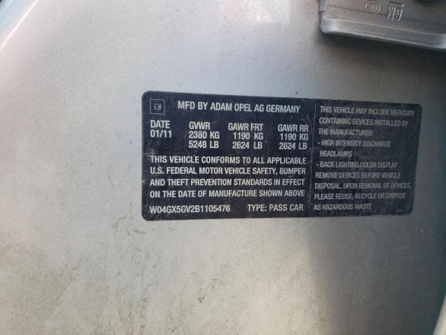 W04GX5GV2B1105476 - 2011 BUICK REGAL CXL SILVER photo 12