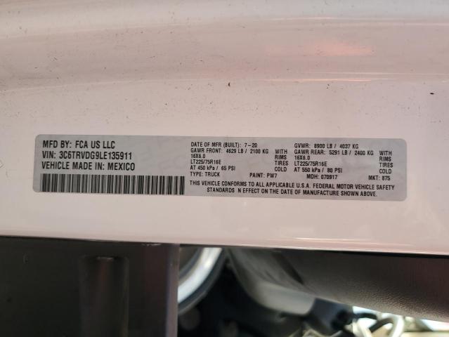 3C6TRVDG9LE135911 - 2020 RAM PROMASTER 2500 HIGH TWO TONE photo 13