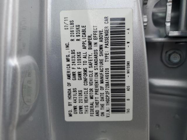 1HGCP2F72BA146939 - 2011 HONDA ACCORD EX SILVER photo 13