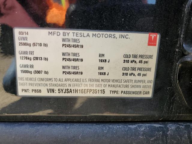 5YJSA1H16EFP35115 - 2014 TESLA MODEL S CHARCOAL photo 13