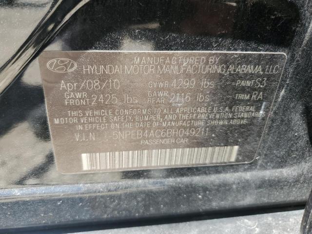 5NPEB4AC6BH049211 - 2011 HYUNDAI SONATA GLS BLACK photo 13