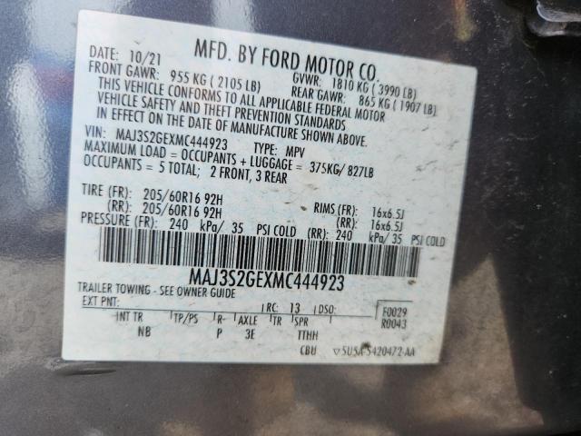 MAJ3S2GEXMC444923 - 2021 FORD ECOSPORT SE 灰色 照片 13