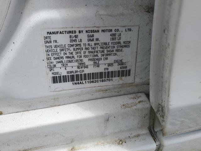 1N4AL11D62C185701 - 2002 NISSAN ALTIMA BASE WHITE photo 12