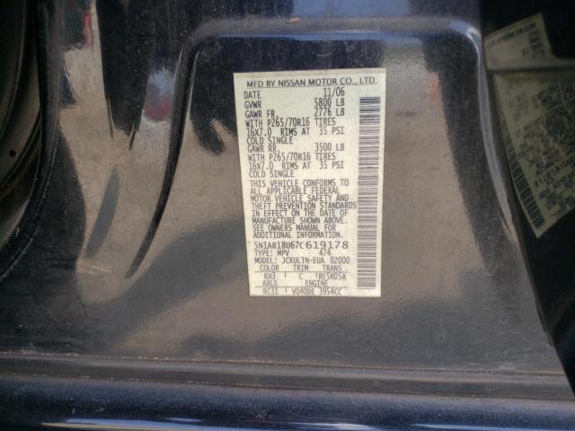 5N1AR18U67C619178 - 2007 NISSAN PATHFINDER LE 黑色 照片 12