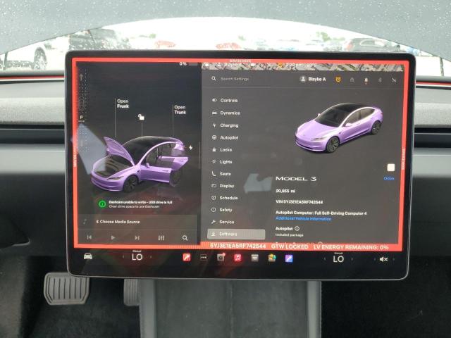 5YJ3E1EA5RF742544 - 2024 TESLA MODEL 3 CHARCOAL photo 9