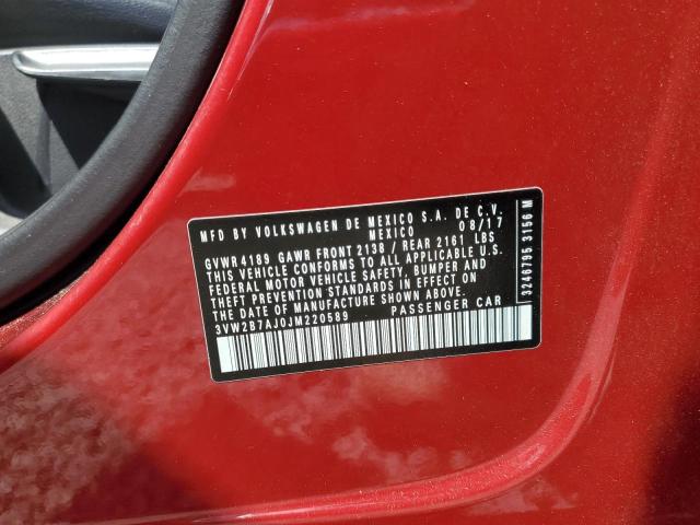 3VW2B7AJ0JM220589 - 2018 VOLKSWAGEN JETTA S MAROON photo 12