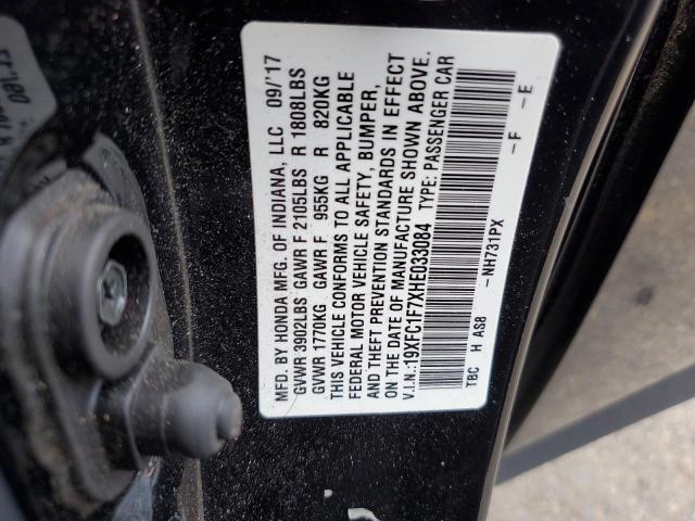 19XFC1F7XHE033084 - 2017 HONDA CIVIC EXL BLACK photo 13