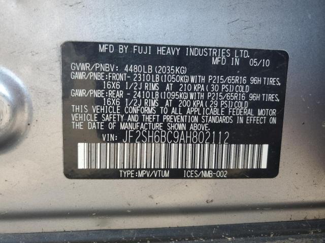 JF2SH6BC9AH802112 - 2010 SUBARU FORESTER XS Silber Foto 12