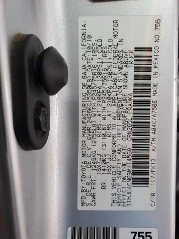 3TMJU4GN6BM114568 - 2011 TOYOTA TACOMA DOUBLE CAB PRERUNNER SILVER photo 13