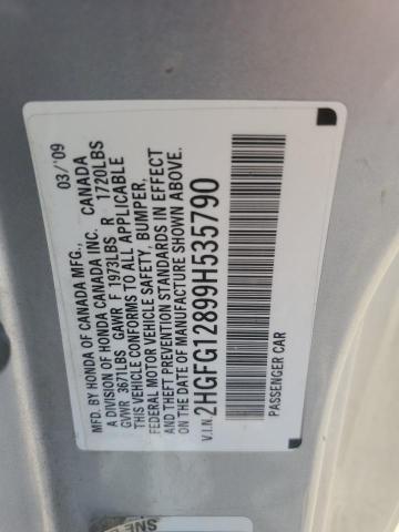 2HGFG12899H535790 - 2009 HONDA CIVIC EX SILVER photo 13