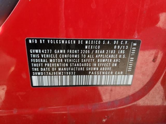 3VWD17AJ9EM219832 - 2014 VOLKSWAGEN JETTA SE RED photo 12