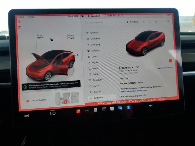 7SAYGDEE2NF403175 - 2022 TESLA MODEL Y 红色 照片 9